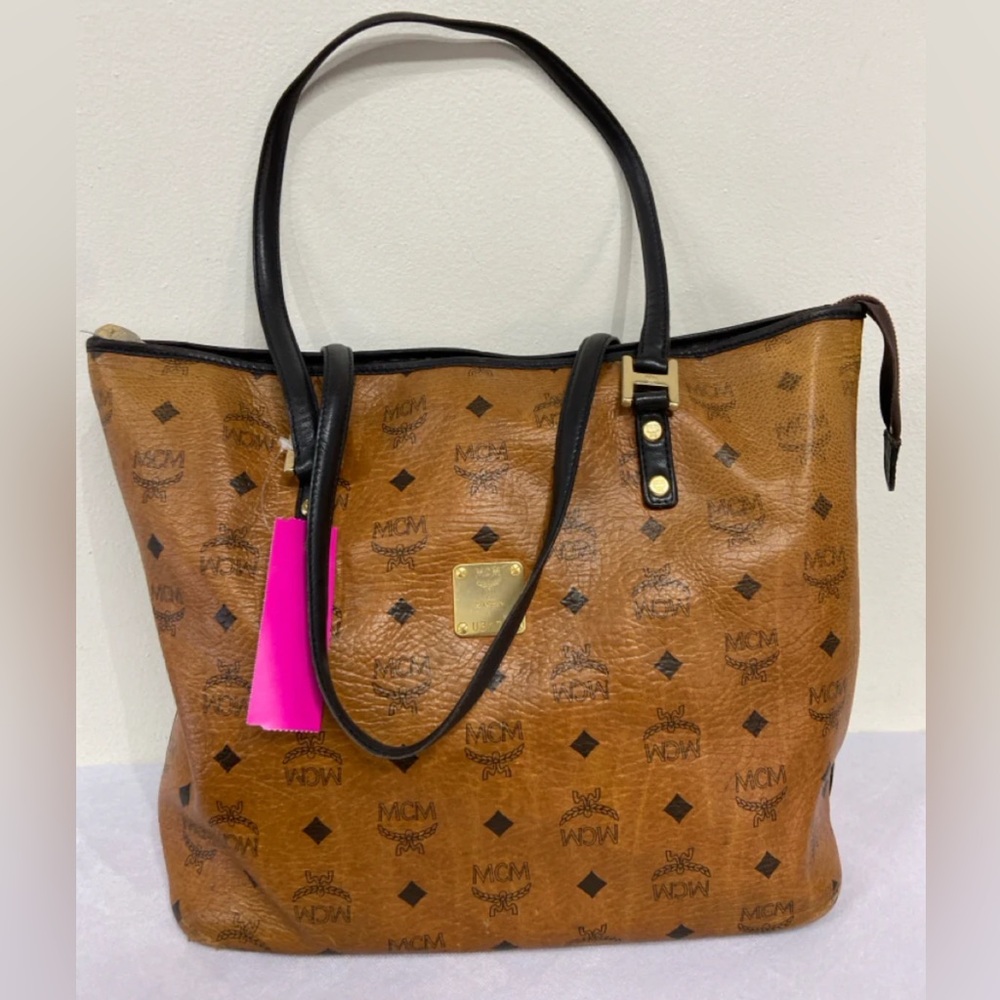 MCM Tan Leather Tote Bag